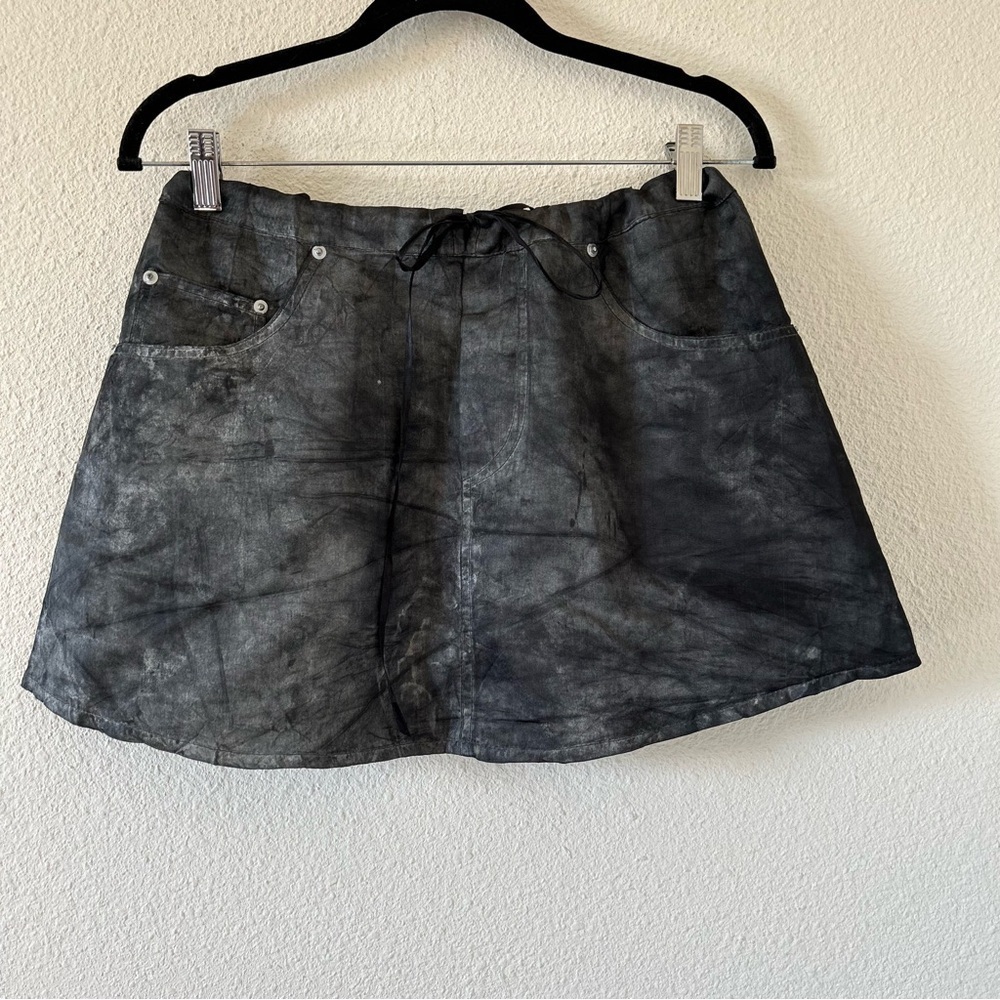 CHOPPER Women’s Mini Skirt Small Charcoal Tie Dye Dark Academia Moto Street